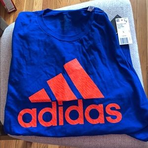 Adidas orange and dark blue t shirt
